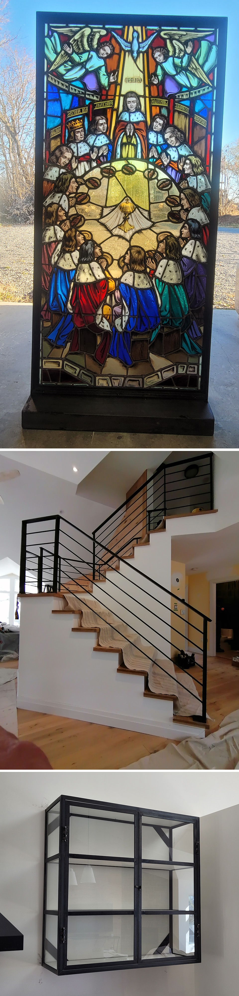 Blackened patinaed steel samples